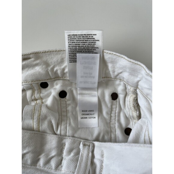 AGOLDE Parker Long Jean Shorts 25 Raw Hem White Denim Organic Cotton Button Fly - Picture 9 of 10